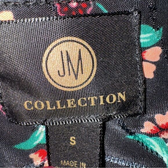 JM COLLECTIONS Printed Jacquard 3/4-Sleeve Top small - Picture 9 of 11
